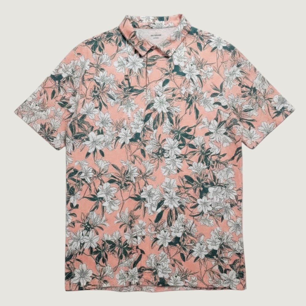 Under Armour Mens Matchplay‎ Printed Polo Golf 4XL 4TG Peach Floral UPF 40 NEW